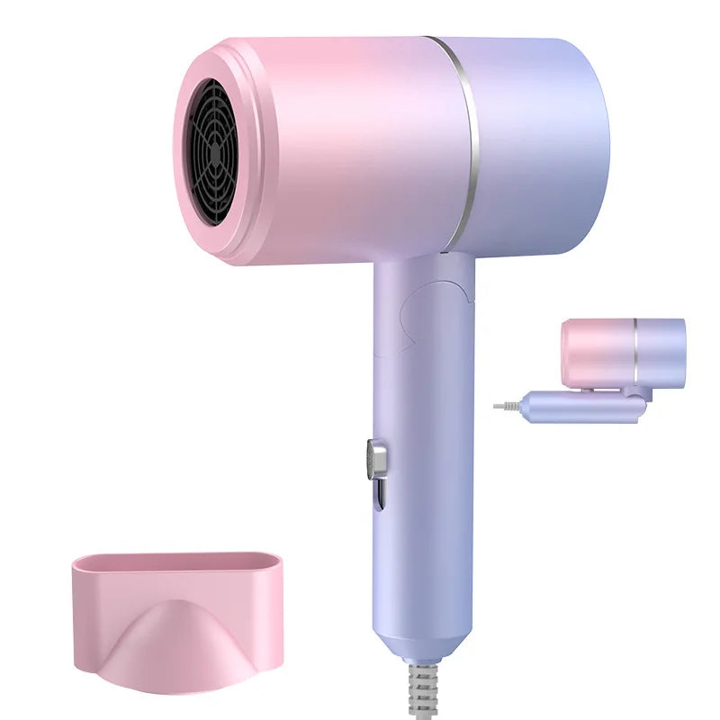 Folding Hairdryer High Power Negative Ion Hair Dryer Home Thermostatic Travel Portable Silent Hair Brush Dryer 2025
