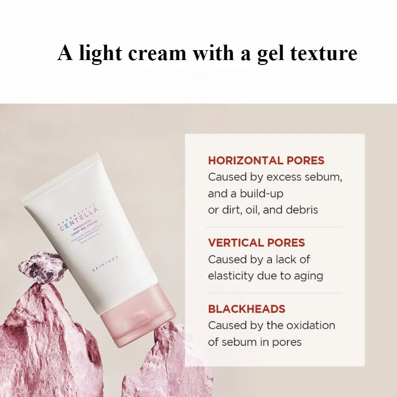 Korean Skincare Centella Poremizing Light Gel Cream 75ml Pores Care Deep Hydration Facial Creams Skincare Beauty Products