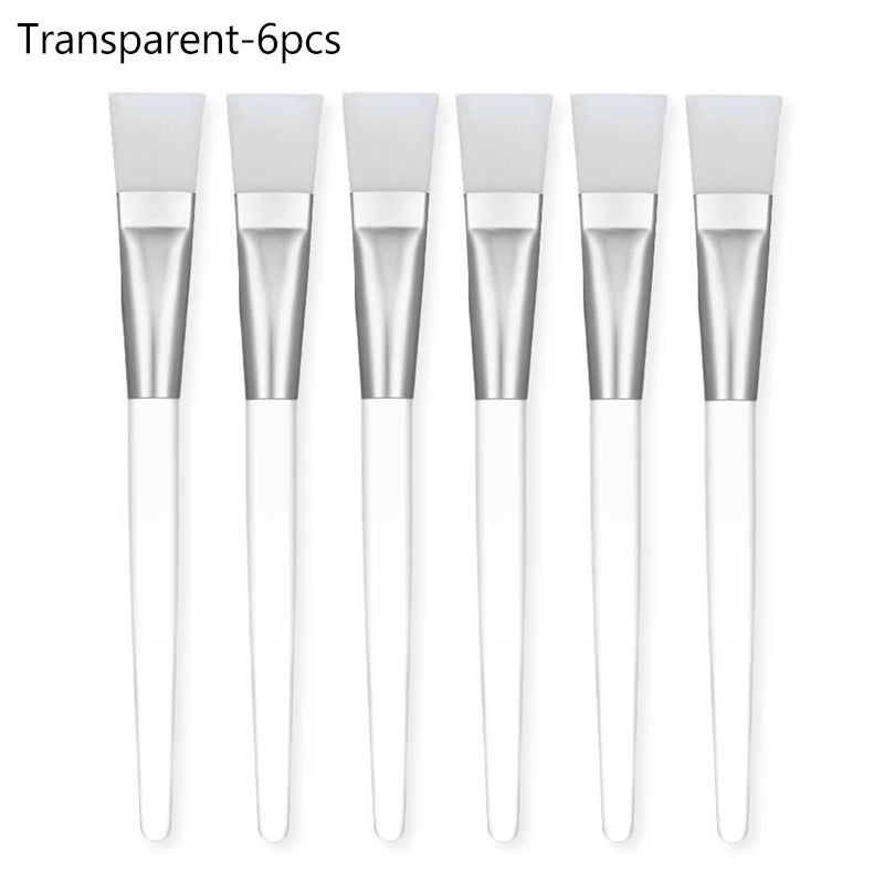2/4/6/12pcs Facial Mask Brush Soft-head Facial Applicator Brush with Clear Plastic Handle for Spa & Salon Use Skin Care Tools