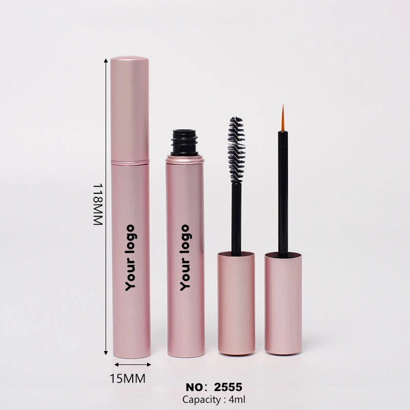 Customized Logo: 100 Pieces, Round Rose pink Lip Gloss Tubes, DIY Eyeliner and Eyelash Tubes, Packaged in Empty Bottles
