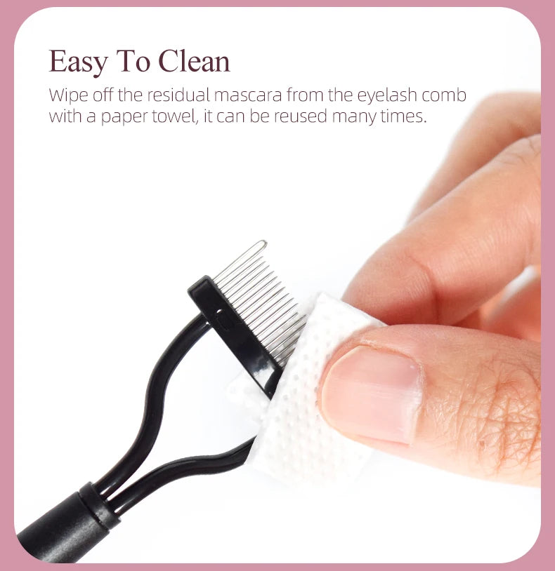 New Black Pink Eyelash Curler Metal Eyelash Brush Comb Portable Lash Separator Foldable Mascara Curl Beauty Makeup Cosmetic Tool