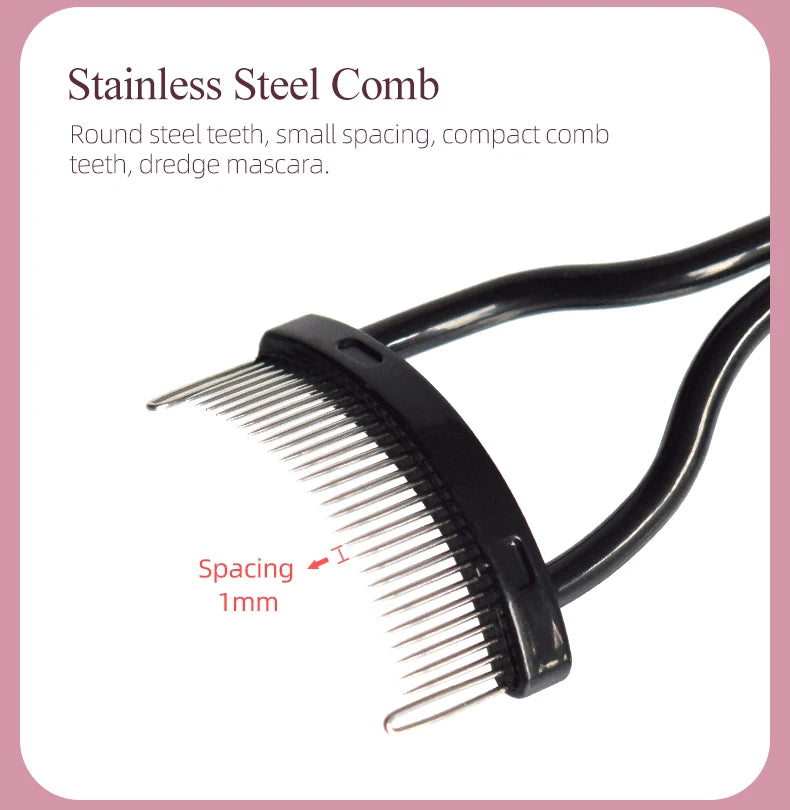 New Black Pink Eyelash Curler Metal Eyelash Brush Comb Portable Lash Separator Foldable Mascara Curl Beauty Makeup Cosmetic Tool