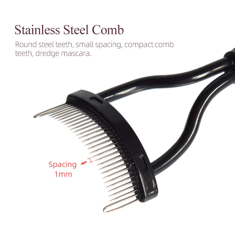 New Black Pink Eyelash Curler Metal Eyelash Brush Comb Portable Lash Separator Foldable Mascara Curl Beauty Makeup Cosmetic Tool