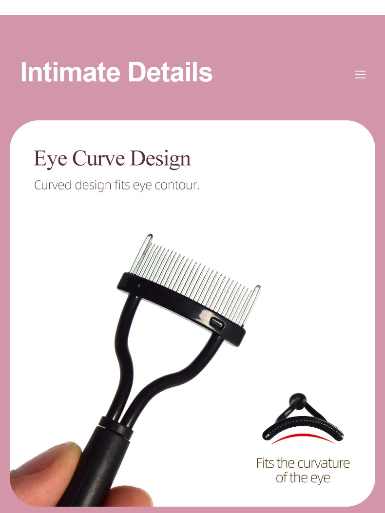 New Black Pink Eyelash Curler Metal Eyelash Brush Comb Portable Lash Separator Foldable Mascara Curl Beauty Makeup Cosmetic Tool