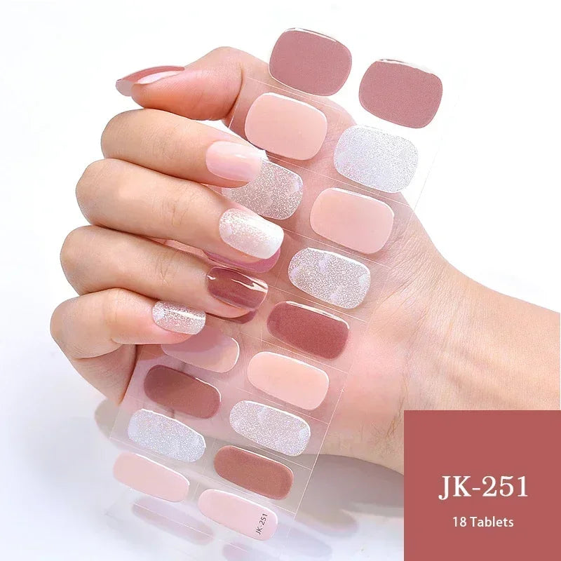 1 Sheet UV Lamp Cured Gel Nail Patch Slider Adhesive Full Cover Long Lasting Gel Nail Sticker Nail Beauty Hardening Tool