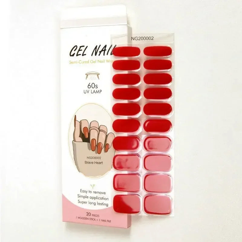 1 Sheet UV Lamp Cured Gel Nail Patch Slider Adhesive Full Cover Long Lasting Gel Nail Sticker Nail Beauty Hardening Tool