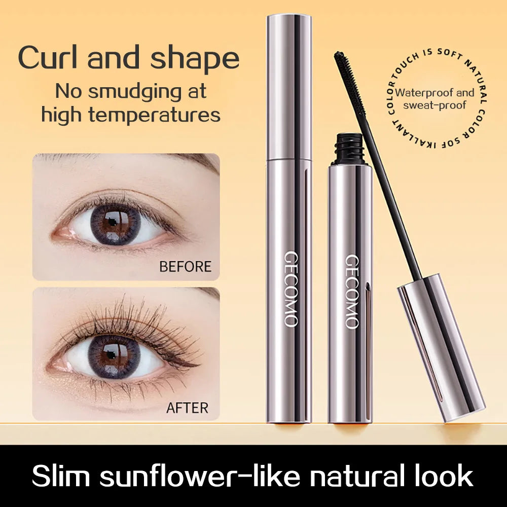 GECOMO slim three-dimensional mascara, each eyelash is clearly curled and does not smudge, long-lasting eyelash primer