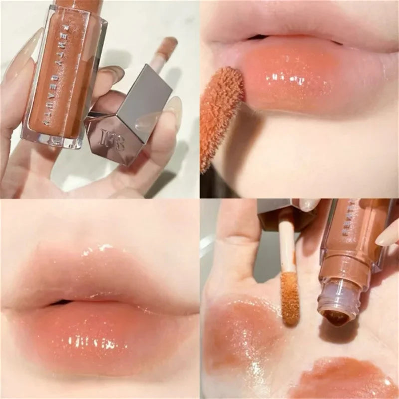 Fenty Beauty Lip Gloss Lipstick Water Gloss Highlight Mirror FUSSY HEAT RIRI Sparkling Charming Moisturizing Lip Care Cosmetics