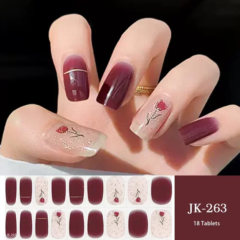 1 Sheet UV Lamp Cured Gel Nail Patch Slider Adhesive Full Cover Long Lasting Gel Nail Sticker Nail Beauty Hardening Tool