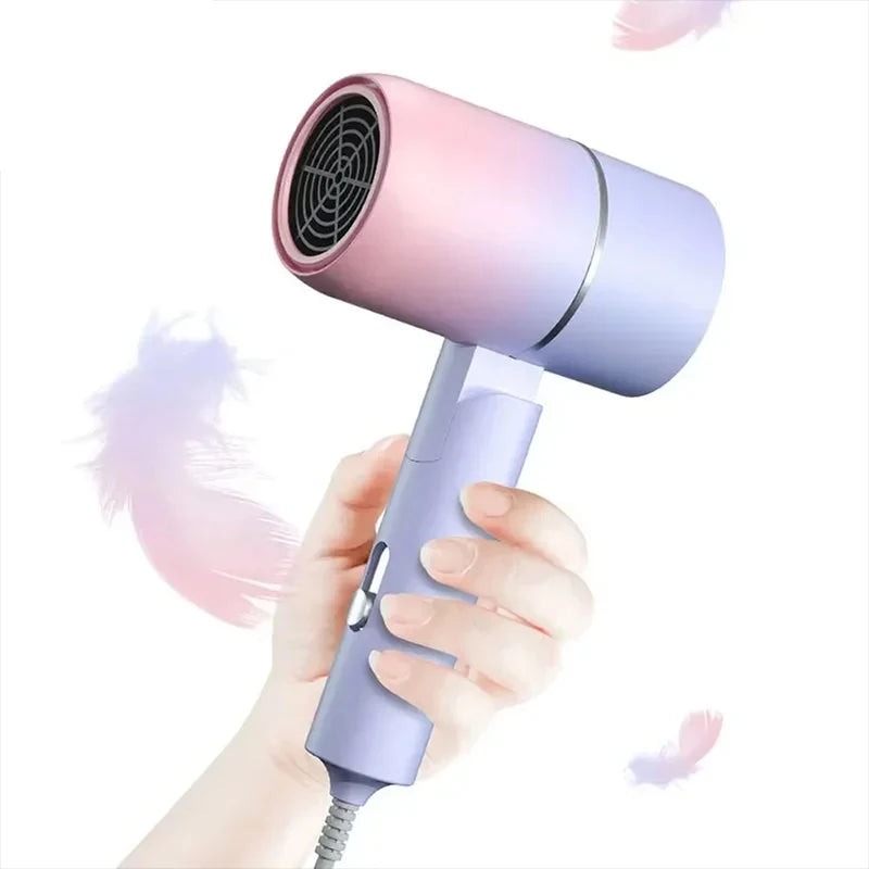 Folding Hairdryer High Power Negative Ion Hair Dryer Home Thermostatic Travel Portable Silent Hair Brush Dryer 2025