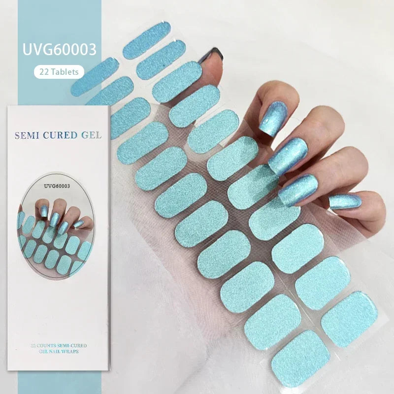 1 Sheet UV Lamp Cured Gel Nail Patch Slider Adhesive Full Cover Long Lasting Gel Nail Sticker Nail Beauty Hardening Tool