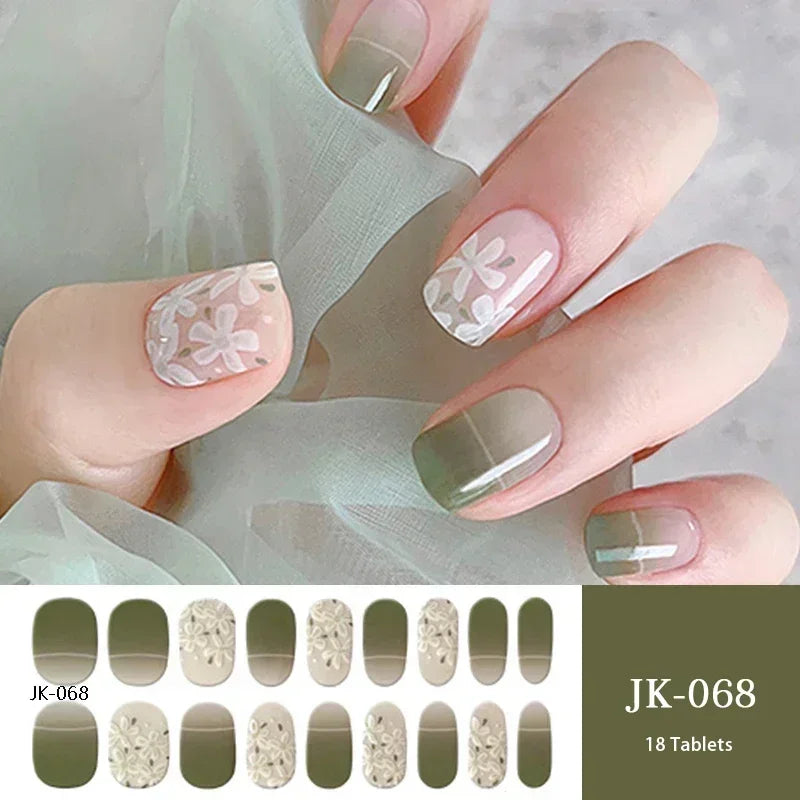 1 Sheet UV Lamp Cured Gel Nail Patch Slider Adhesive Full Cover Long Lasting Gel Nail Sticker Nail Beauty Hardening Tool