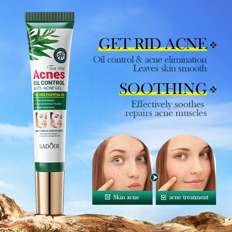 SADOER Tea Tree Acne Removing Cream Facial Skincare Oil Control Face Gel Creams Hydrating Moisturizing Facial Cream Skin Care