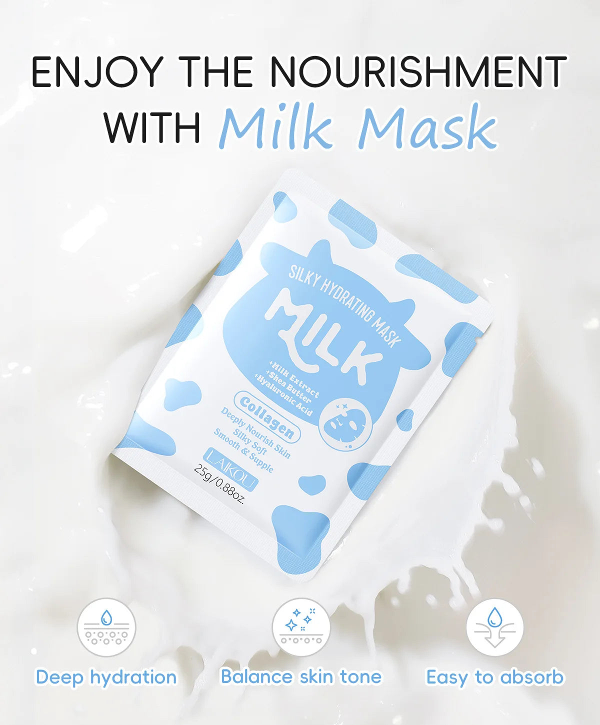 Milk Facial Sheet Mask 25g Hydrating Moisturizing Face Mask For Dry Sensitive Skin Daily Deep Nourish Essence Mask With Natural
