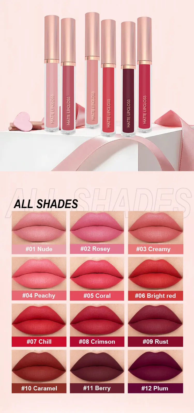 Matte Liquid Lipstick Set 6Colors Waterproof Sweat Proof Lip Glaze Long Lasting Moisturizing LipGloss No Smudge makeup Cosmetics