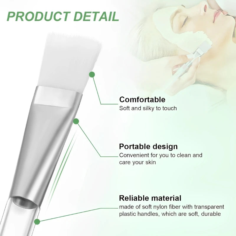 2/4/6/12pcs Facial Mask Brush Soft-head Facial Applicator Brush with Clear Plastic Handle for Spa & Salon Use Skin Care Tools