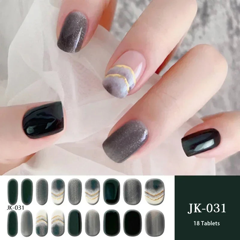1 Sheet UV Lamp Cured Gel Nail Patch Slider Adhesive Full Cover Long Lasting Gel Nail Sticker Nail Beauty Hardening Tool