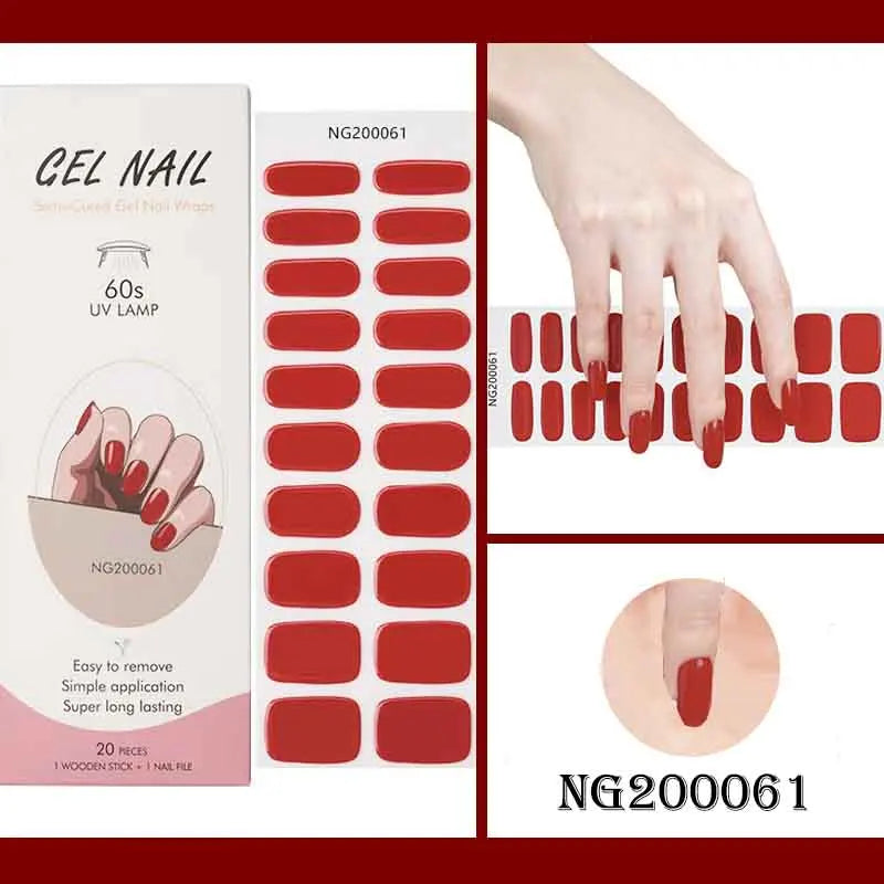 1 Sheet UV Lamp Cured Gel Nail Patch Slider Adhesive Full Cover Long Lasting Gel Nail Sticker Nail Beauty Hardening Tool