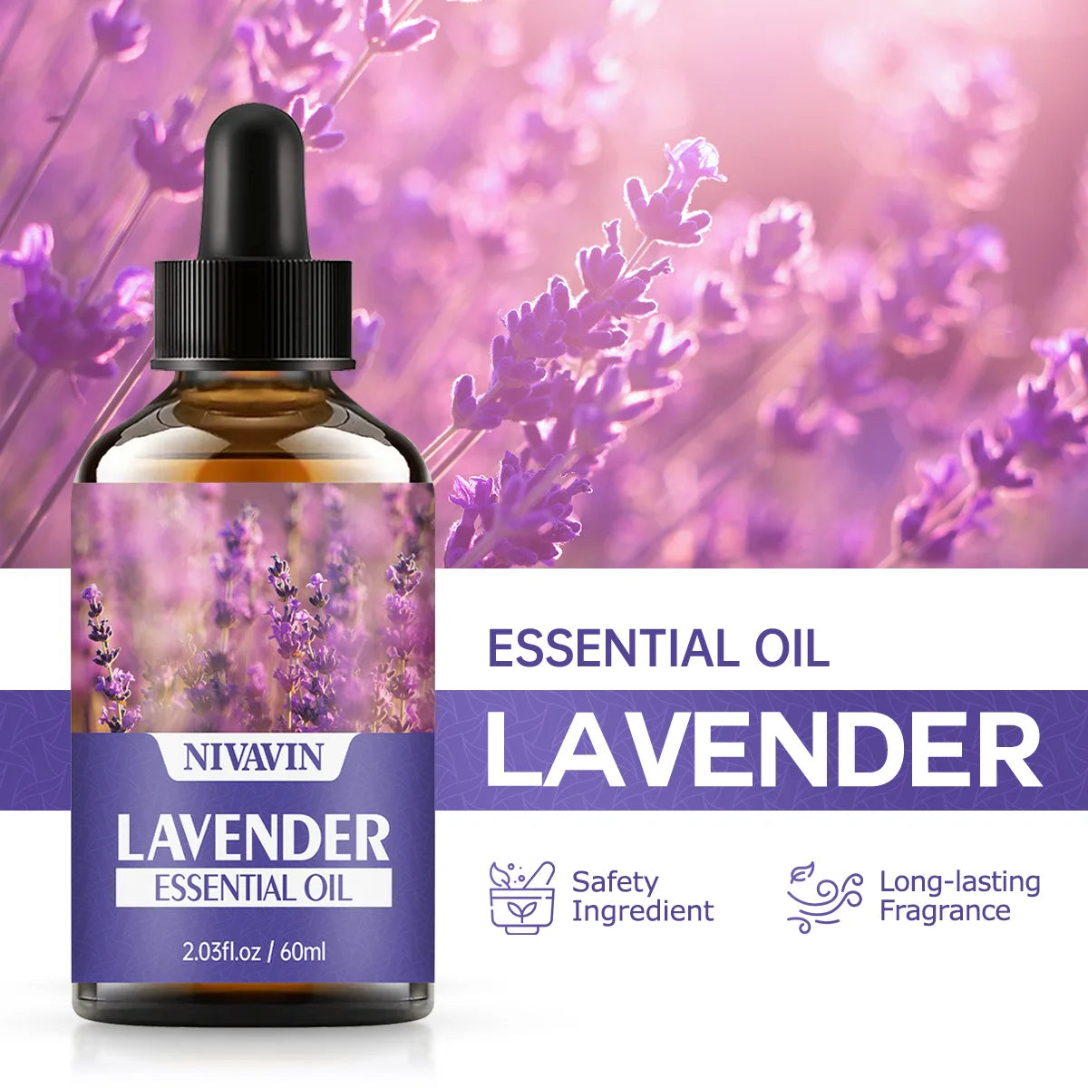 NIVAVIN 30ml/60ml /100mlLavender Plant Extract Facial Skincare Essential Oil, Rich and Long-lasting Fragrance