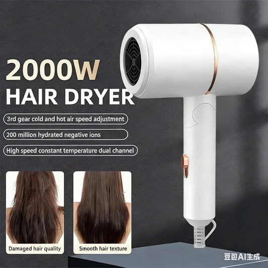 Folding Hairdryer High Power Negative Ion Hair Dryer Home Thermostatic Travel Portable Silent Hair Brush Dryer 2025