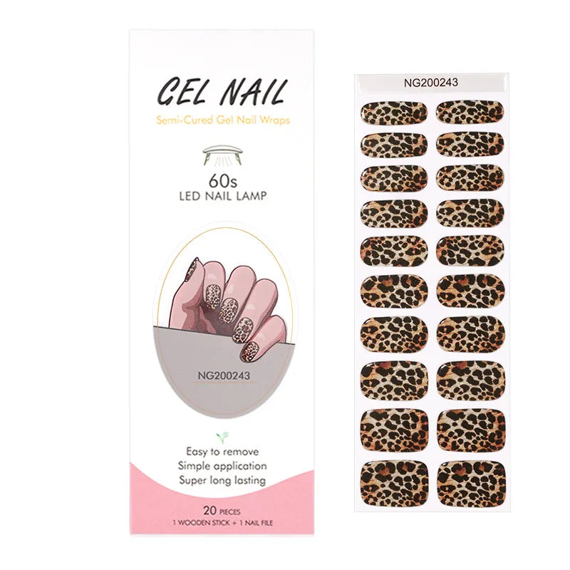 1 Sheet UV Lamp Cured Gel Nail Patch Slider Adhesive Full Cover Long Lasting Gel Nail Sticker Nail Beauty Hardening Tool