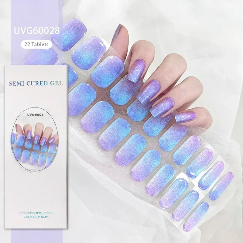 1 Sheet UV Lamp Cured Gel Nail Patch Slider Adhesive Full Cover Long Lasting Gel Nail Sticker Nail Beauty Hardening Tool