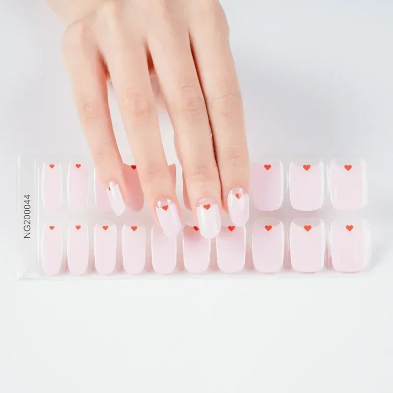 1 Sheet UV Lamp Cured Gel Nail Patch Slider Adhesive Full Cover Long Lasting Gel Nail Sticker Nail Beauty Hardening Tool
