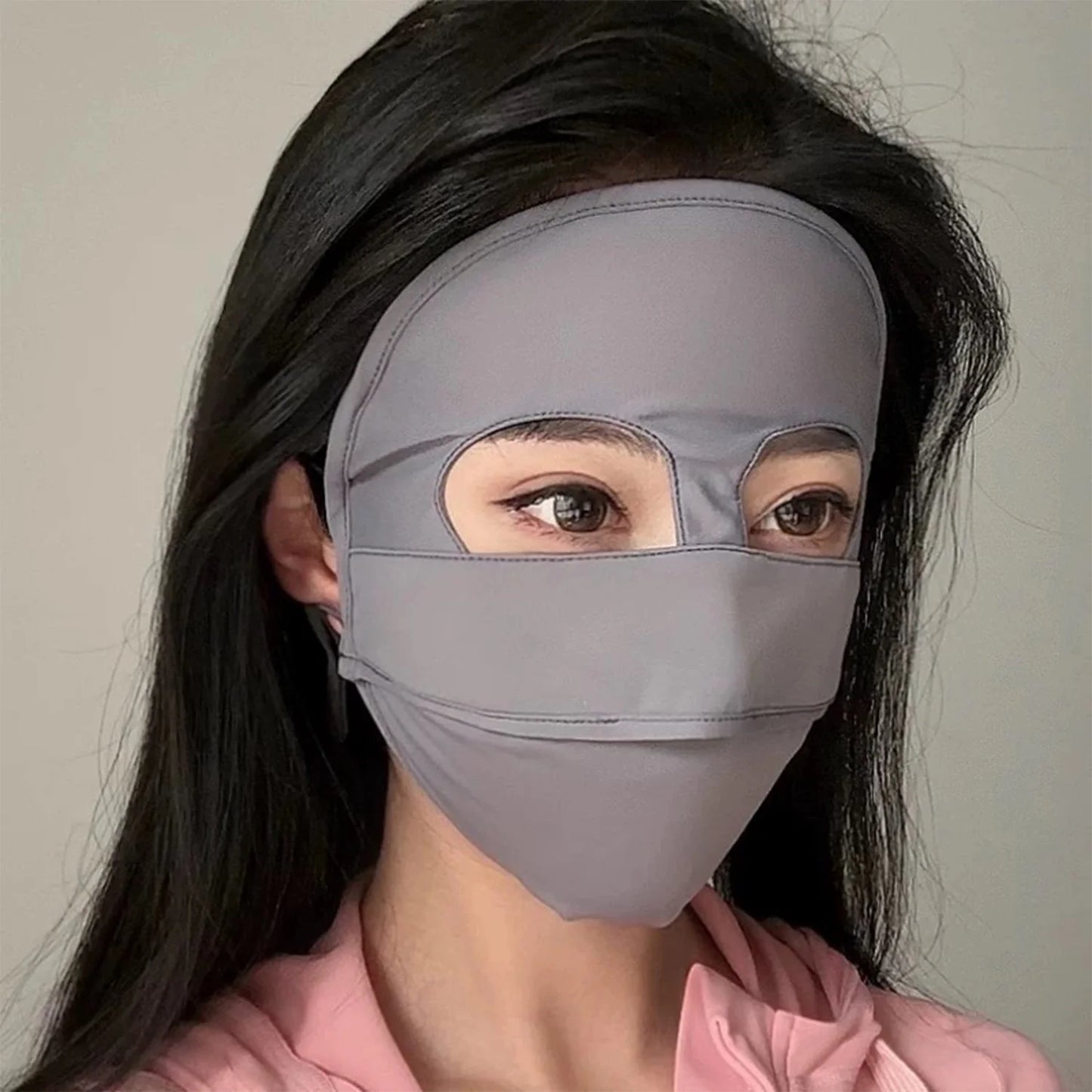 Summer Full Cover Face Mask Sunscreen Mask Ice Silk Nylon Sun Protection Soft Breathable Outdoor Sports Anti-UV Face Cover Scarf