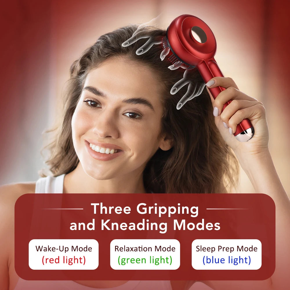 Electric Head Massager Hair Growth Comb Scalp Relax Massager LED Light Therapy Anti Hair Loss Scalp Brush Liquid Oil Applicator