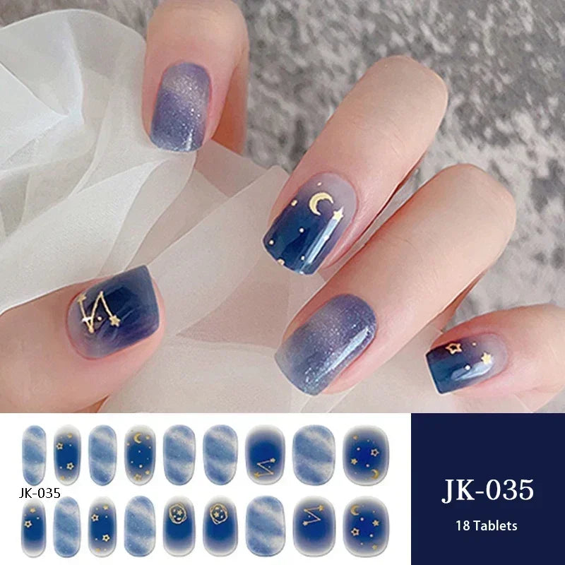 1 Sheet UV Lamp Cured Gel Nail Patch Slider Adhesive Full Cover Long Lasting Gel Nail Sticker Nail Beauty Hardening Tool