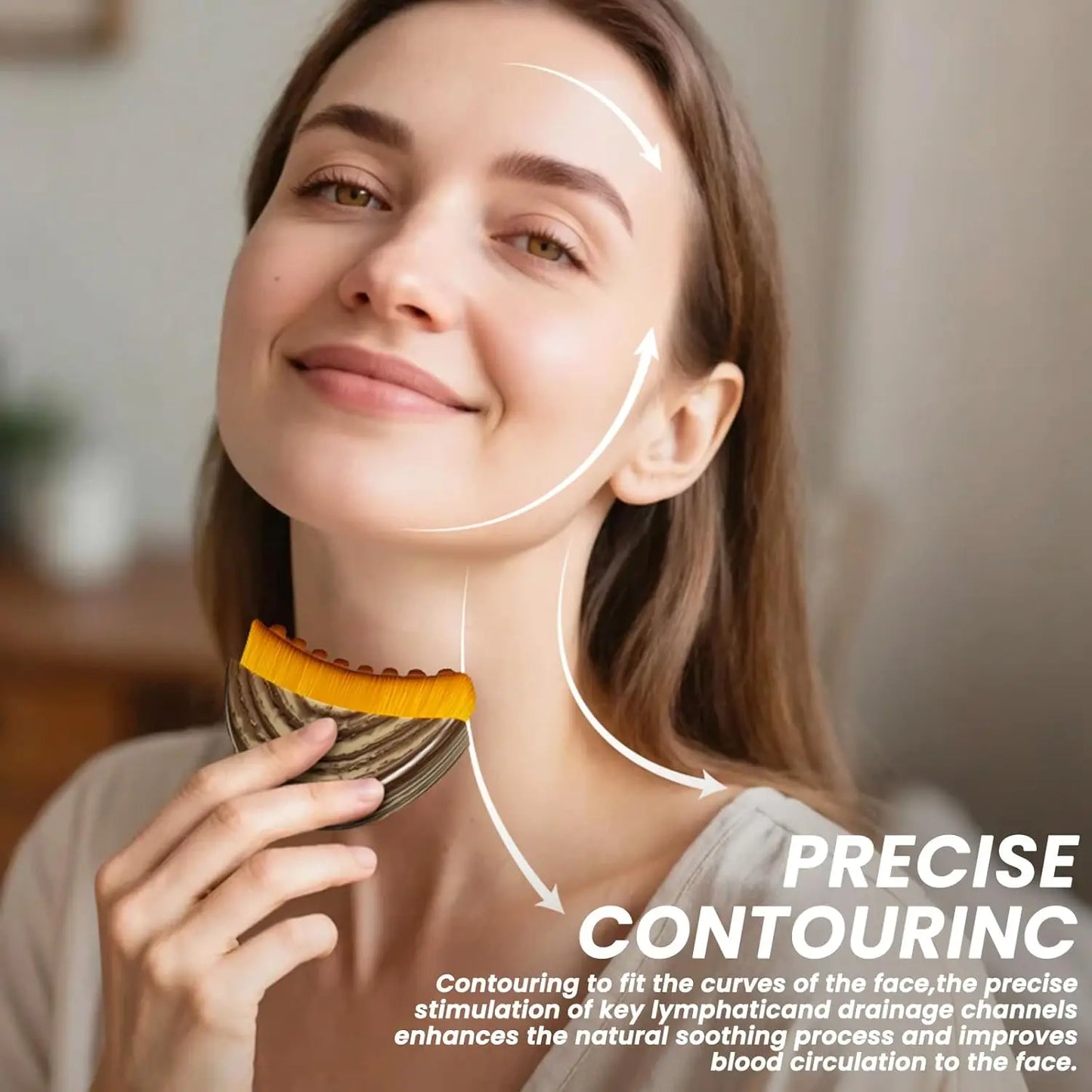 Face Brush Lymphatic Contour Face Brush Dry Brushing Lymphatic Drainage Massager for Face Chin Jawline Sculpting Beauty Tool