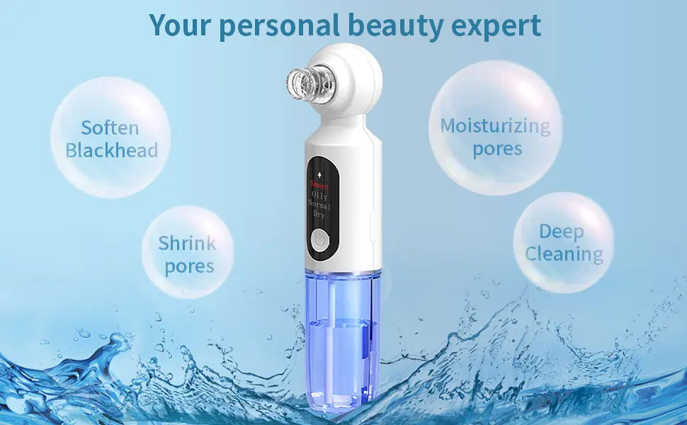 Hot Compress Blackhead Remover Skin Tag Remover Deep Dirt Skin Cleaning Machine with 6 Suction Heads Electric Beauty Device