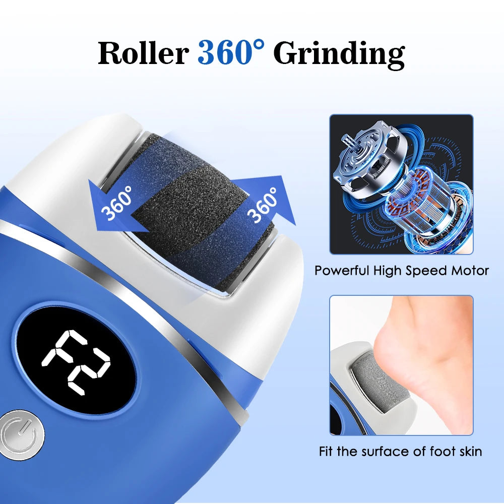 Electric Foot Grinder with Digital Display Rechargeable Callus Remover IPX4 Portable Foot File Heel Dead Skin Callu Removal Tool