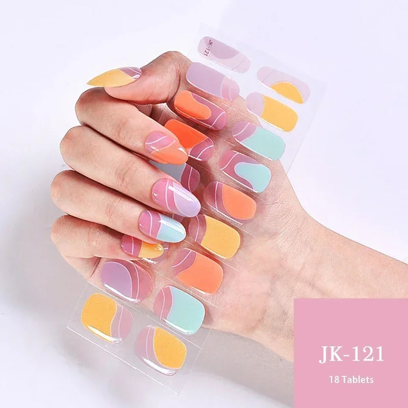 1 Sheet UV Lamp Cured Gel Nail Patch Slider Adhesive Full Cover Long Lasting Gel Nail Sticker Nail Beauty Hardening Tool
