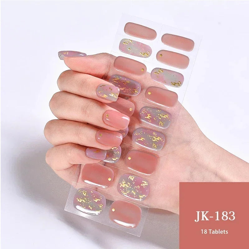 1 Sheet UV Lamp Cured Gel Nail Patch Slider Adhesive Full Cover Long Lasting Gel Nail Sticker Nail Beauty Hardening Tool