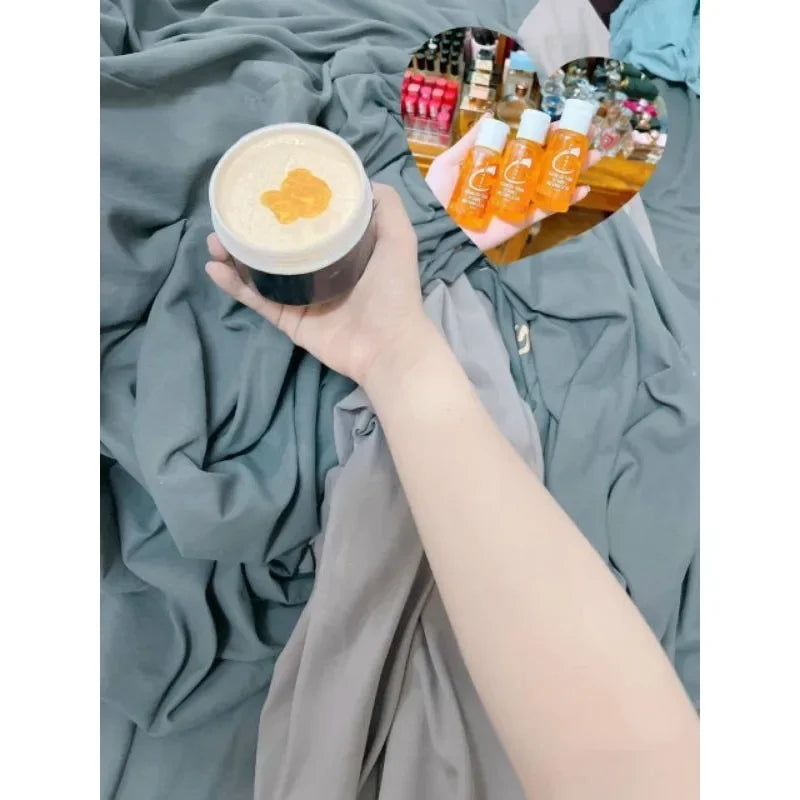 250g Pearl Ginseng Cream Set Vitamin C Niacinamide Serums for Brighten Dark Spots Knees Underarms Even Skin Tone