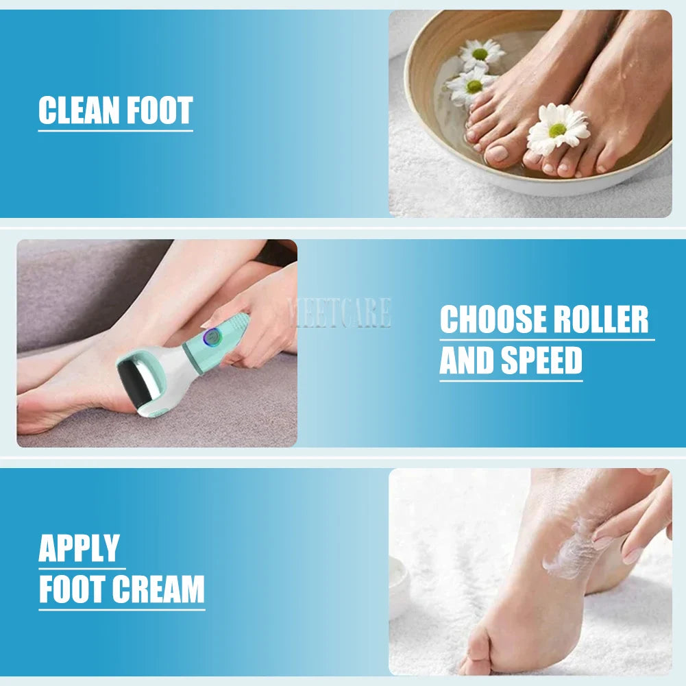 Electric Foot Grinder Auto Wireless Remove Dead Skin Calluses Cracks Hard Cracked skin Pedicure Tool Waterproof Foot Cleaner