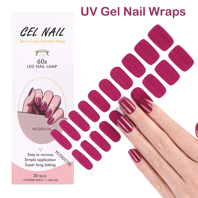 1 Sheet UV Lamp Cured Gel Nail Patch Slider Adhesive Full Cover Long Lasting Gel Nail Sticker Nail Beauty Hardening Tool