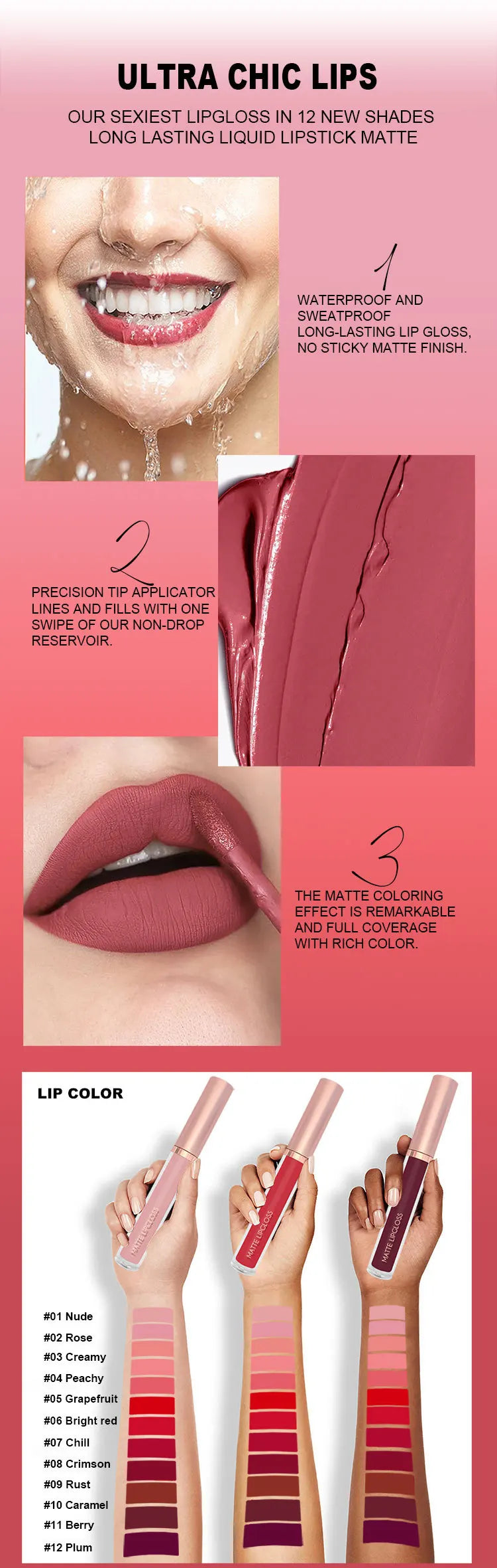 Matte Liquid Lipstick Set 6Colors Waterproof Sweat Proof Lip Glaze Long Lasting Moisturizing LipGloss No Smudge makeup Cosmetics