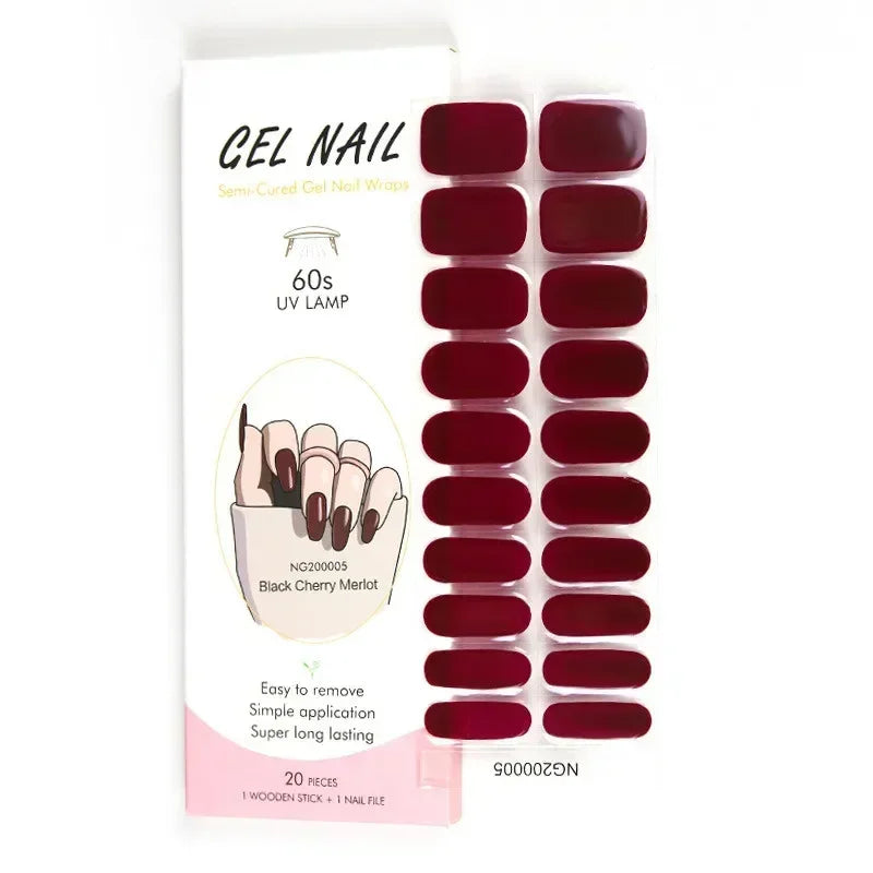 1 Sheet UV Lamp Cured Gel Nail Patch Slider Adhesive Full Cover Long Lasting Gel Nail Sticker Nail Beauty Hardening Tool