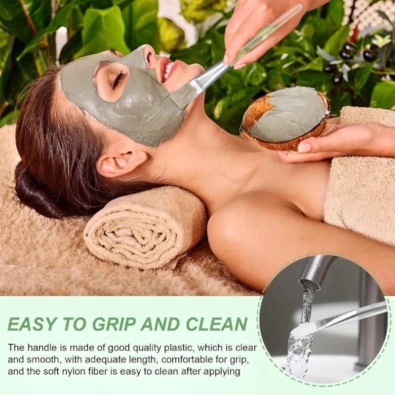 2/4/6/12pcs Facial Mask Brush Soft-head Facial Applicator Brush with Clear Plastic Handle for Spa & Salon Use Skin Care Tools