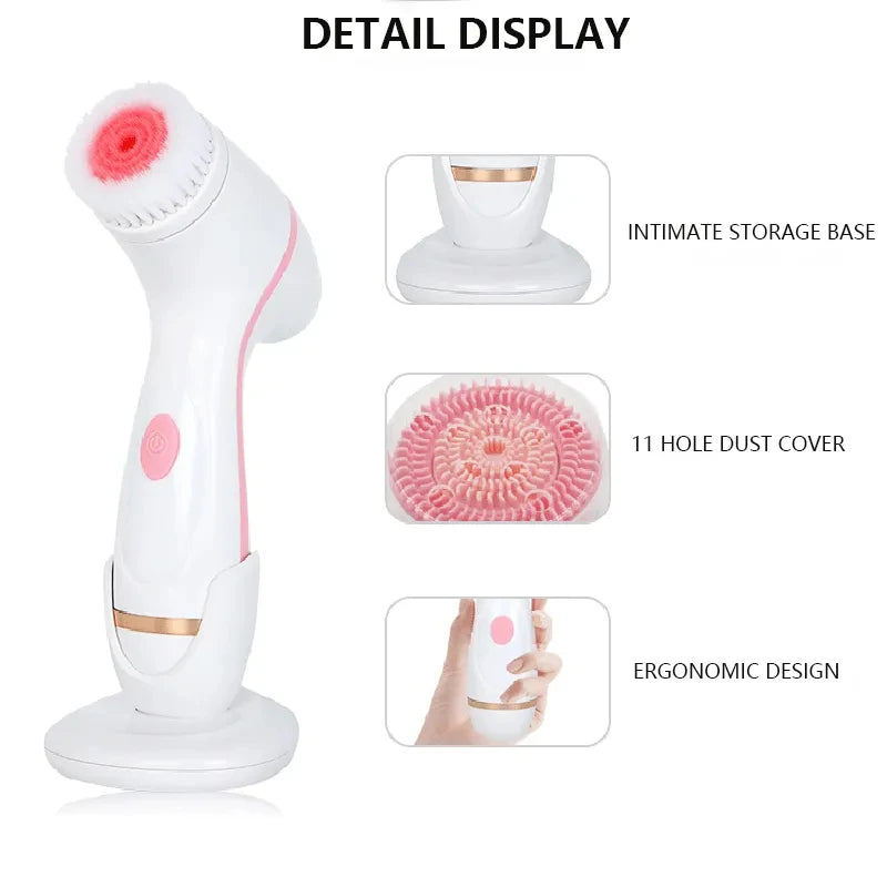 3 In 1 Electric Cleansing Brush Vibrations Facial Cleaner Face Massager Sonic Rotating Cleansing Brush Face Deep Cleansing Tool