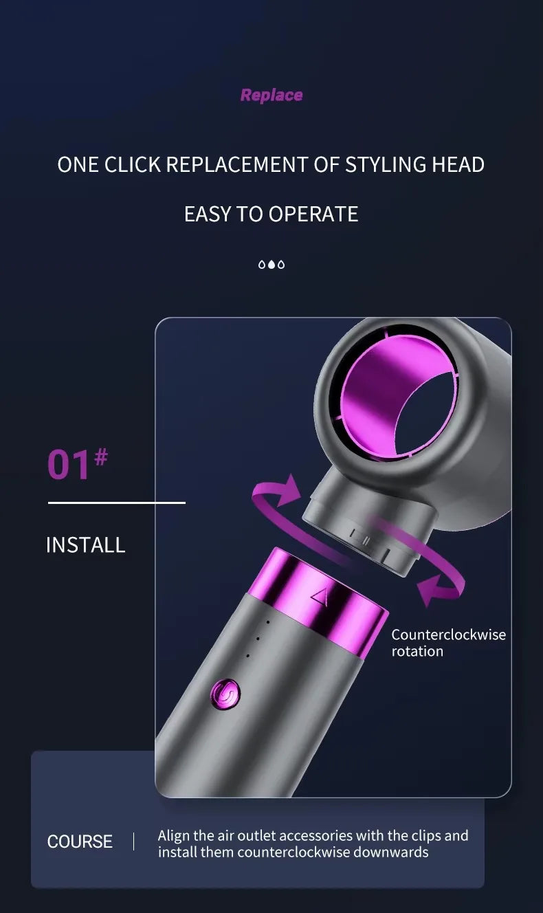 5 in 1 Multifunction Hair Dryer Hot Air Comb with Automatic Curling Rod Straightener Fast Dry Salon Tool