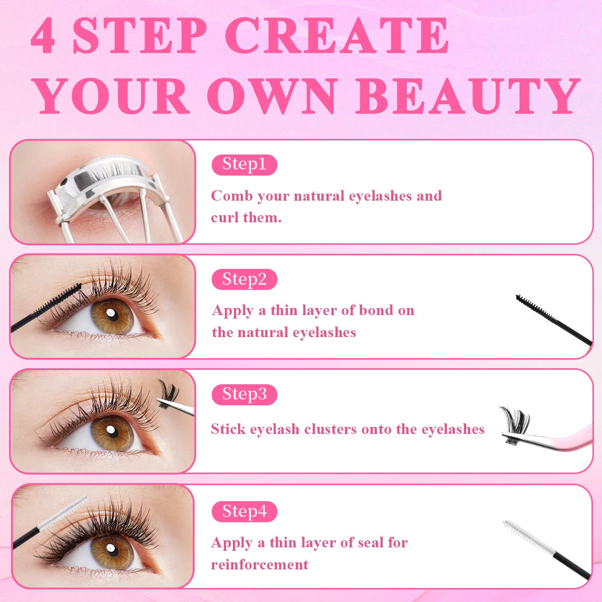 Lash Cluster Bond and Seal Waterproof Glue for Eyelash Clusters 10ml 2-in-1 Super Hold Long-Lasting Home Use Strong Hold