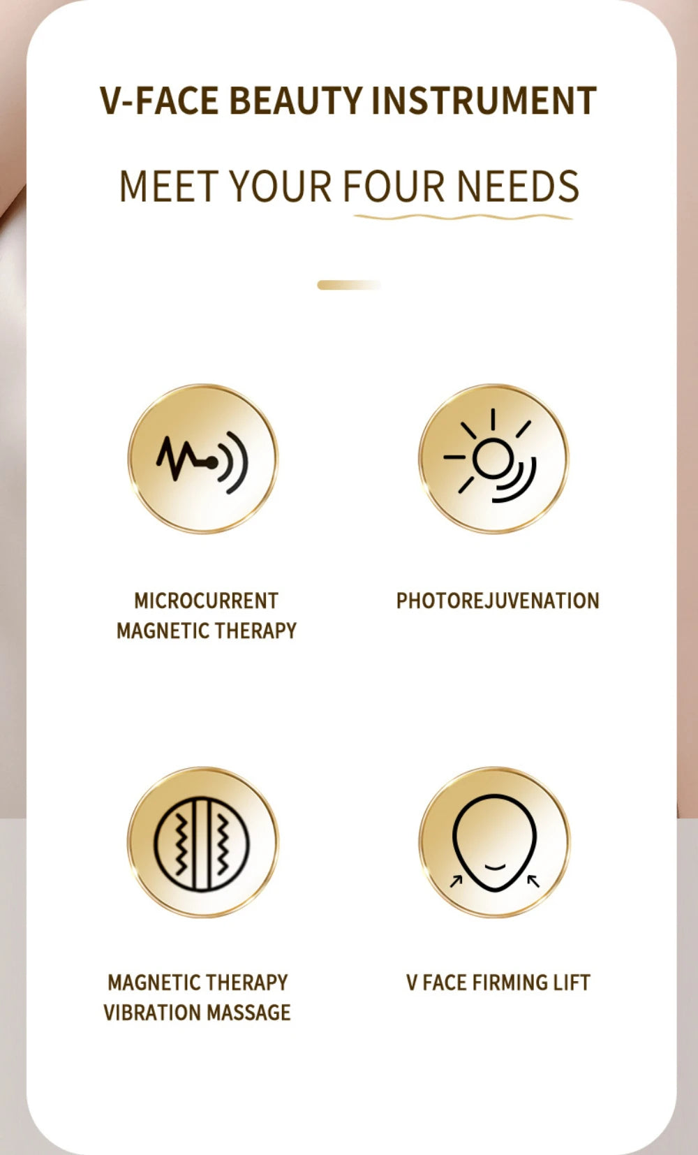 EMS Microcurrent Facial Device Rechargeable V-Lift Massager with Vibration Modes&Electrode Pads for Home Skincare and Contouring