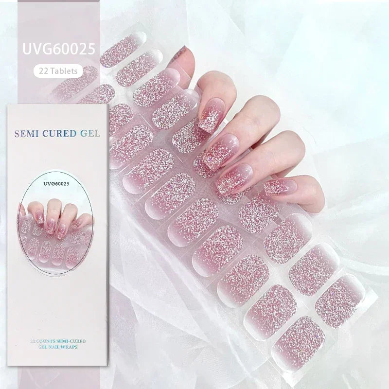 1 Sheet UV Lamp Cured Gel Nail Patch Slider Adhesive Full Cover Long Lasting Gel Nail Sticker Nail Beauty Hardening Tool