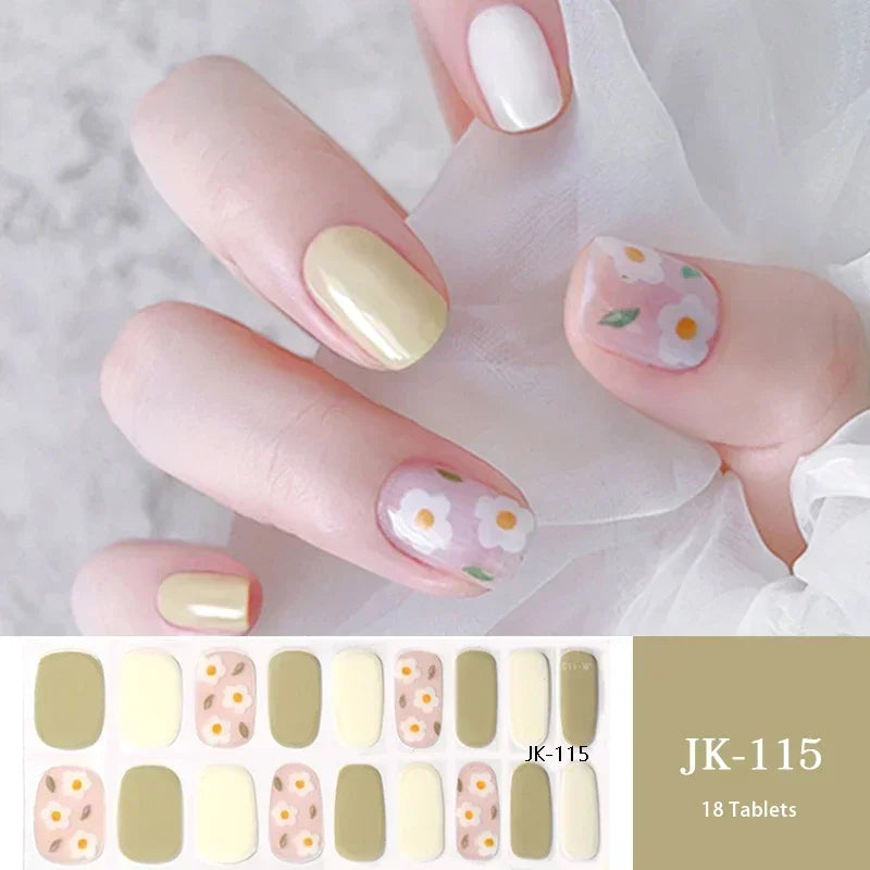 1 Sheet UV Lamp Cured Gel Nail Patch Slider Adhesive Full Cover Long Lasting Gel Nail Sticker Nail Beauty Hardening Tool