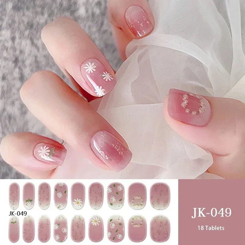 1 Sheet UV Lamp Cured Gel Nail Patch Slider Adhesive Full Cover Long Lasting Gel Nail Sticker Nail Beauty Hardening Tool