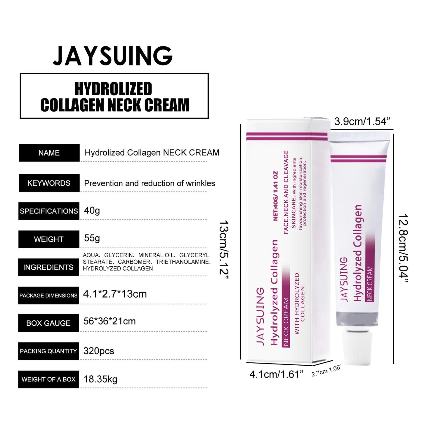 Hydrolyzed Collagen Neck Cream Firming Lifting Eliminate Neck Fine Lines Neck Remove Double Chin Rejuvenation Cream SkinCare