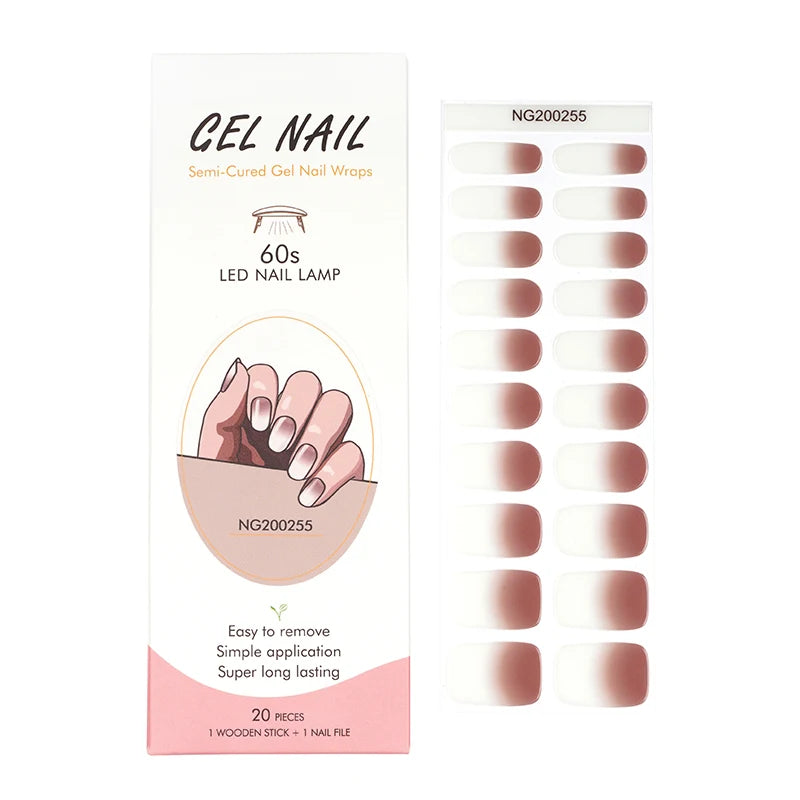1 Sheet UV Lamp Cured Gel Nail Patch Slider Adhesive Full Cover Long Lasting Gel Nail Sticker Nail Beauty Hardening Tool